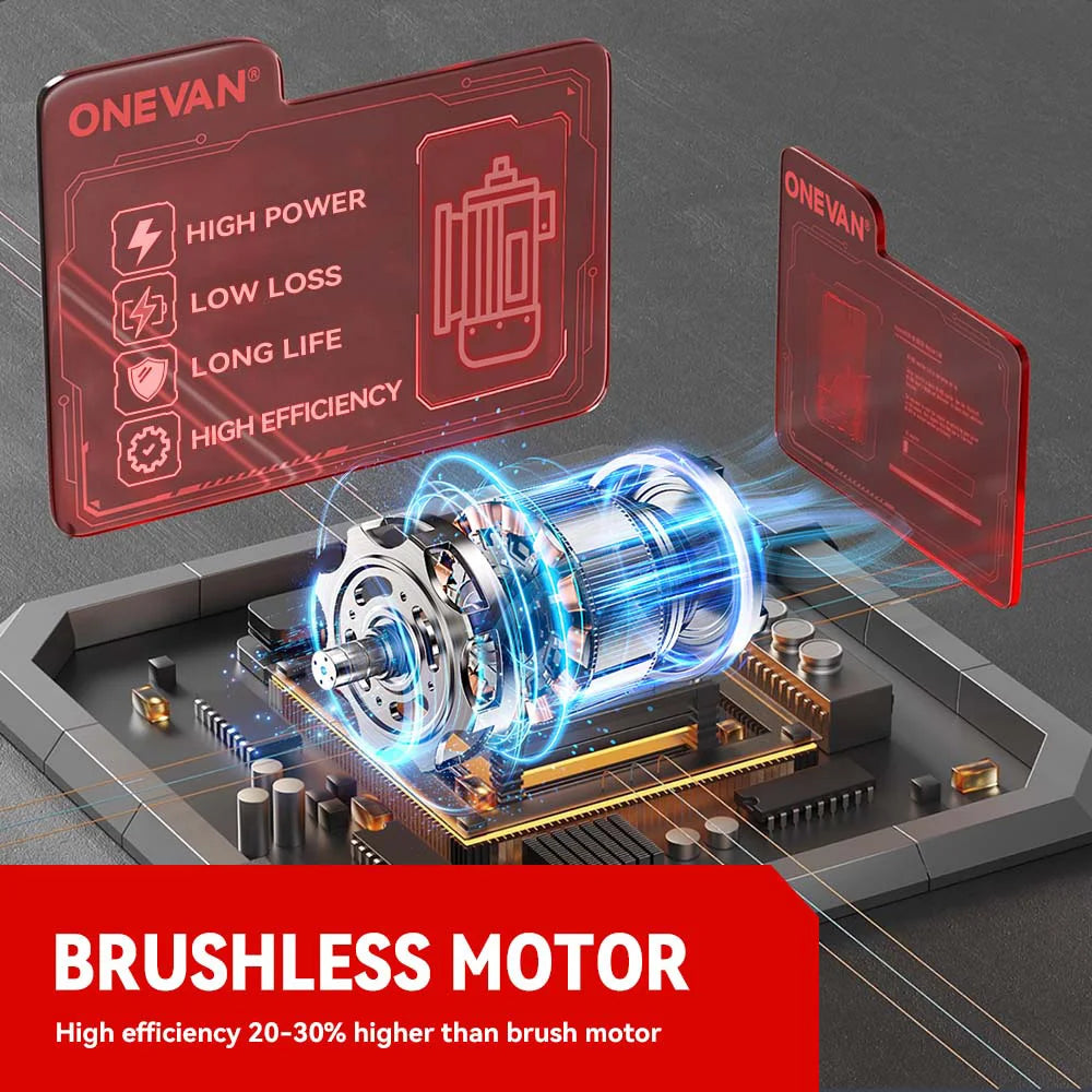 ONEVAN 200Bar Brushless High Pressure Washer Gun 3500W 6in1 Cordless Spray Gun Car Clean Garden Washing Tool for 21V 18V Battery
